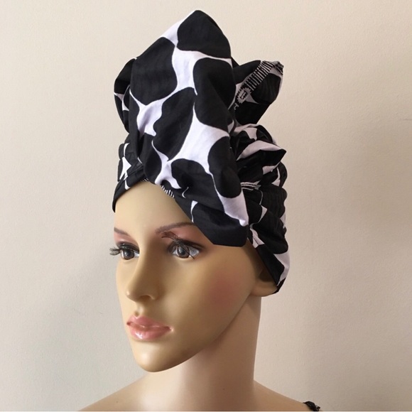 Black and White African Print Ankara Handmade Headwrap - Picture 1 of 3